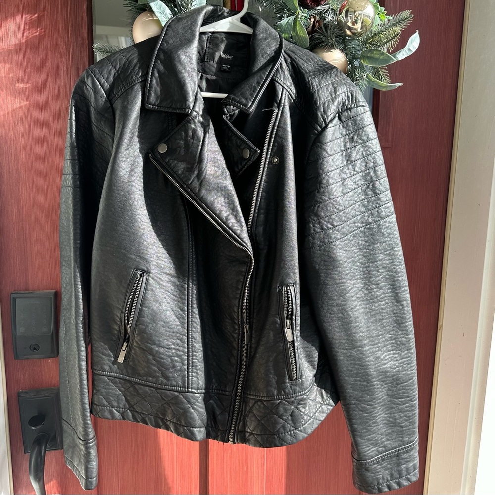 Mossimo for Target black faux leather moto jacket, size XXL